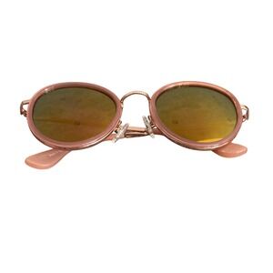 Guess Rose Gold Round Mirrored Sunglasses GF0303 74U Women Retro Pink Frames